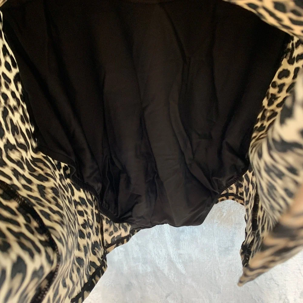 Swim Solutions Leopard Print Square Neck Swimdress Black Tan Size 14 70008004